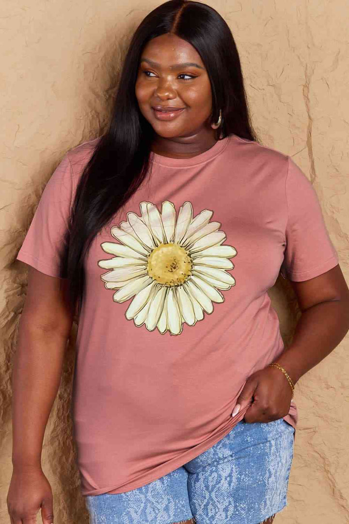 Simply Love Full Size FLOWER Graphic Cotton Tee | 1mrk.com