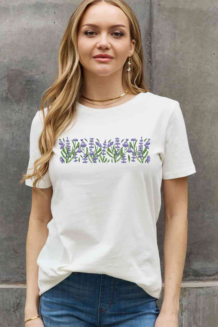 Simply Love Full Size Flower Graphic Cotton Tee | 1mrk.com