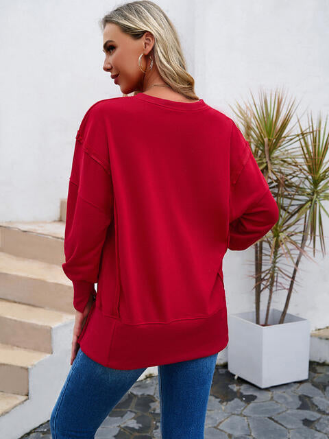 Round Neck Slit Sweatshirt | 1mrk.com