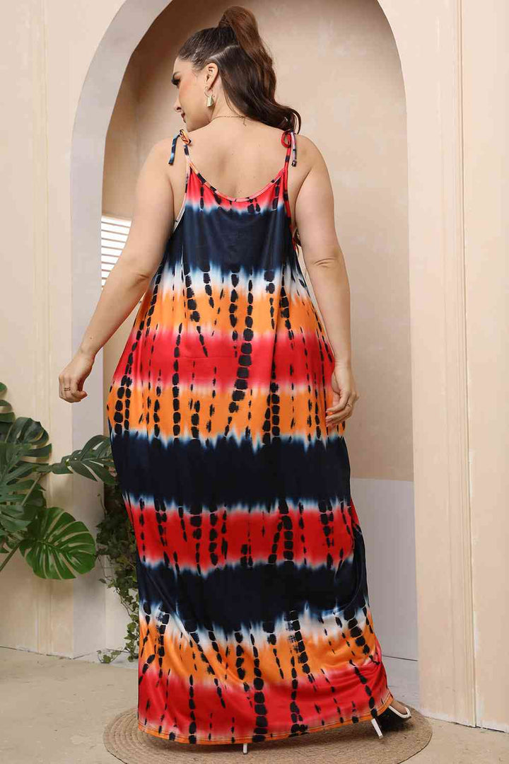 Plus Size Tie-Shoulder Maxi Dress |1mrk.com