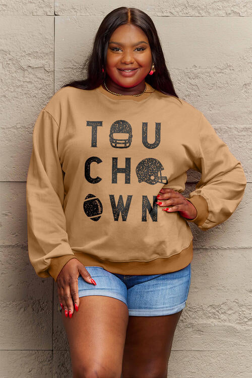 Simply Love Full Size TOUCHDOWN Long Sleeve Sweatshirt |1mrk.com