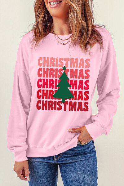 CHRISTMAS Round Neck Dropped Shoulder Sweatshirt | Trendsi