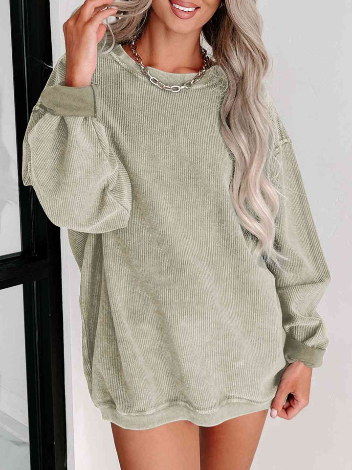 Round Neck Dropped Shoulder Sweatshirt |1mrk.com