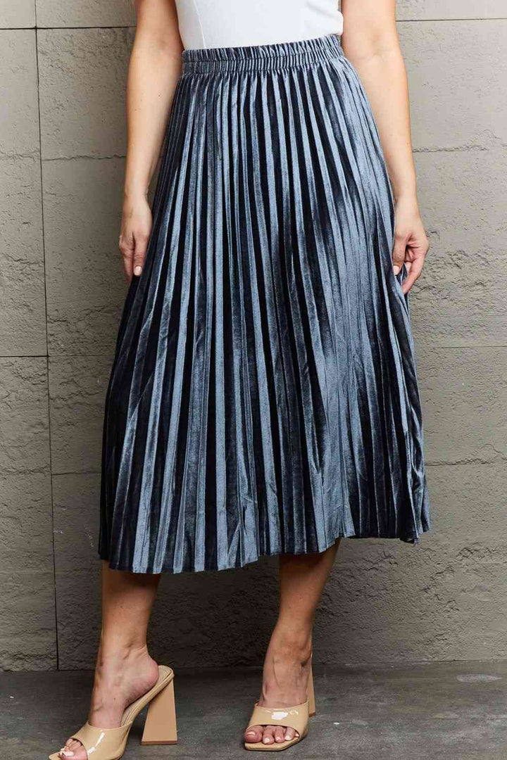 Ninexis Accordion Pleated Flowy Midi Skirt |1mrk.com