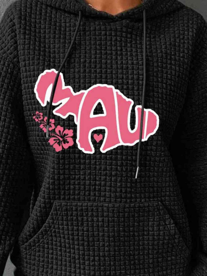 Full Size MAUI Graphic Drawstring Hoodie with Pocket | 1mrk.com
