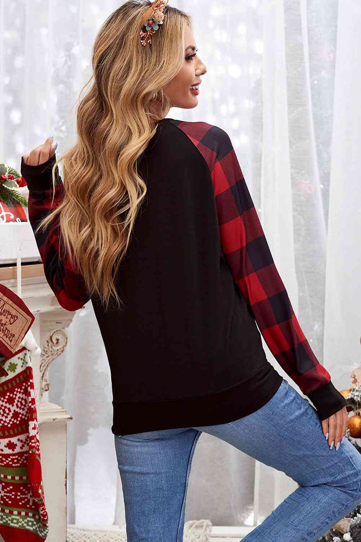 Christmas Buffalo Plaid Long Sleeve Sweatshirt |1mrk.com