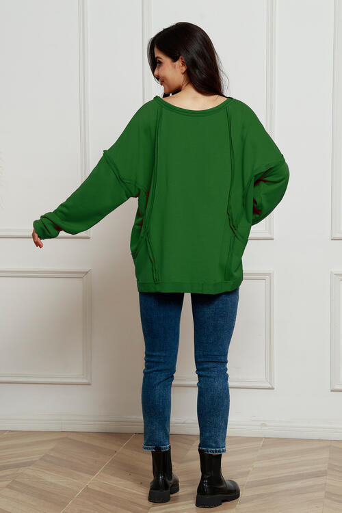 Round Neck Exposed Seam Sweatshirt |1mrk.com