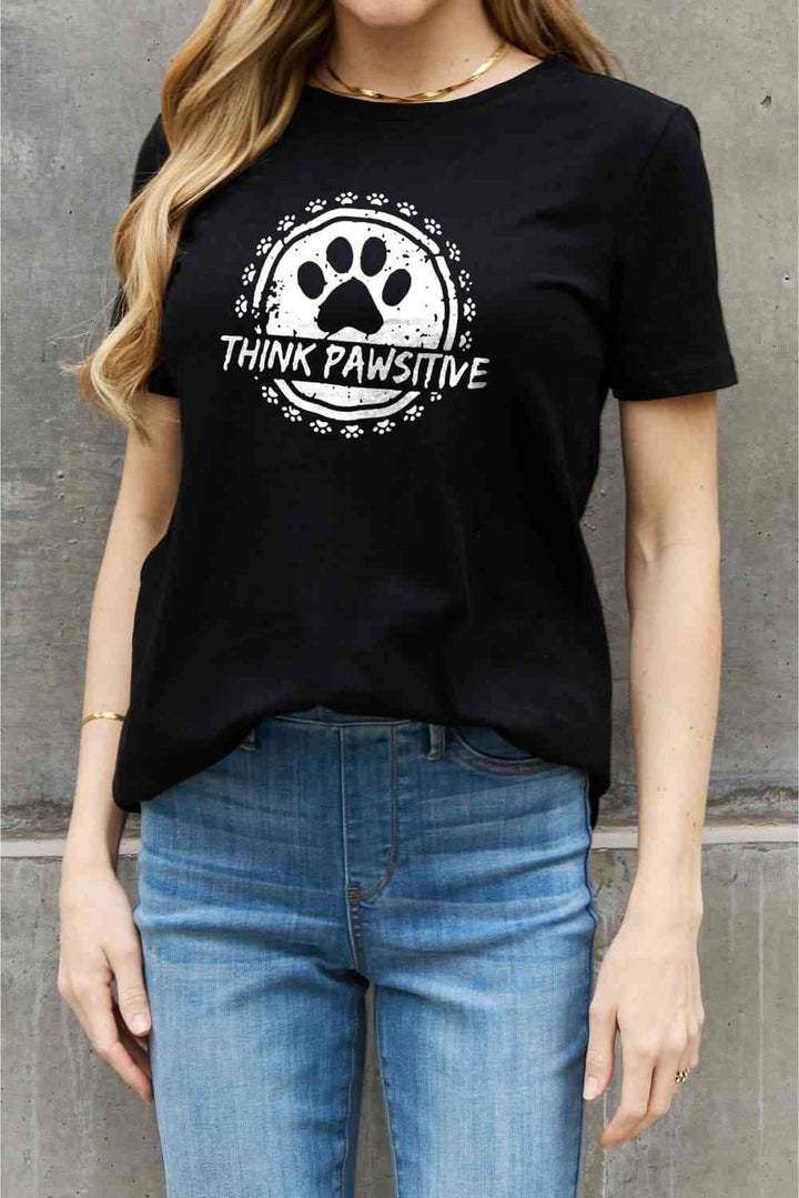 Simply Love Simply Love Full Size THINK PAWSITIVE Graphic Cotton Tee | 1mrk.com