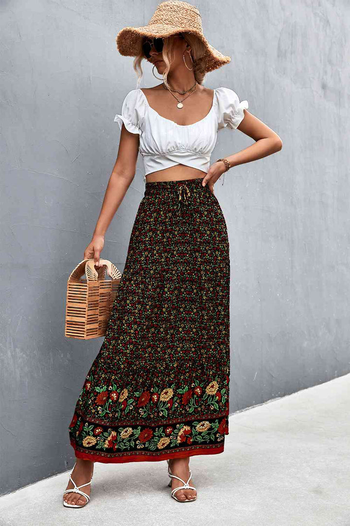 Floral Tied Maxi Skirt |1mrk.com