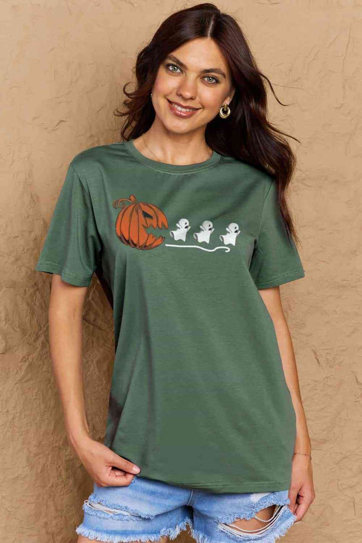 Simply Love Full Size Jack-O'-Lantern Graphic Cotton T-Shirt | 1mrk.com