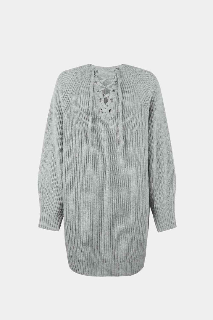 Lace-Up Mini Sweater Dress | 1mrk.com