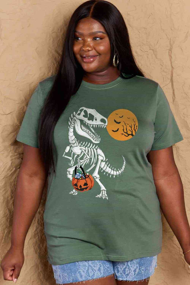 Simply Love Full Size Dinosaur Skeleton Graphic Cotton T-Shirt | 1mrk.com