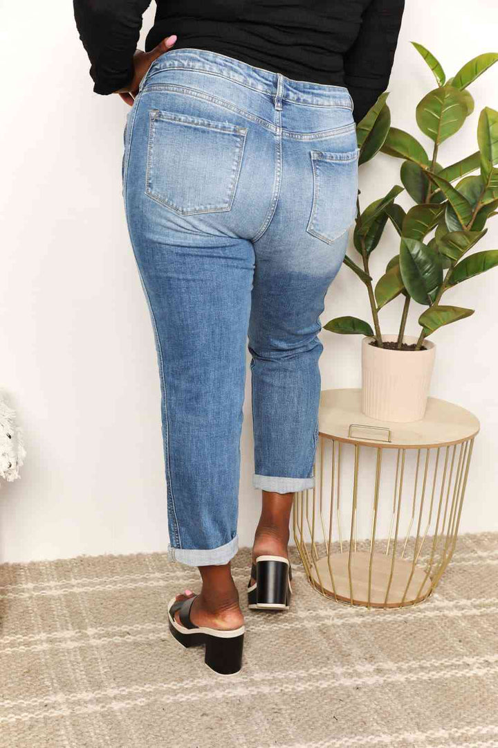 Kancan Full Size Mid Rise Slim Boyfriend Jeans | 1mrk.com