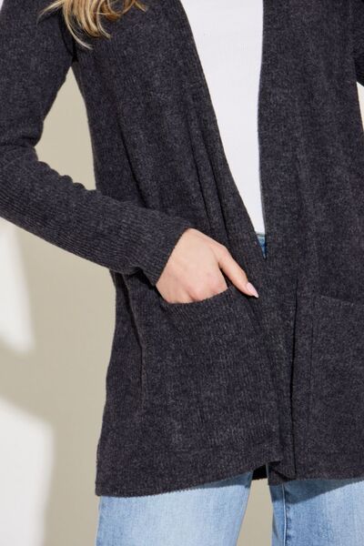 Zenana Open Front Long Sleeve Cardigan | Trendsi