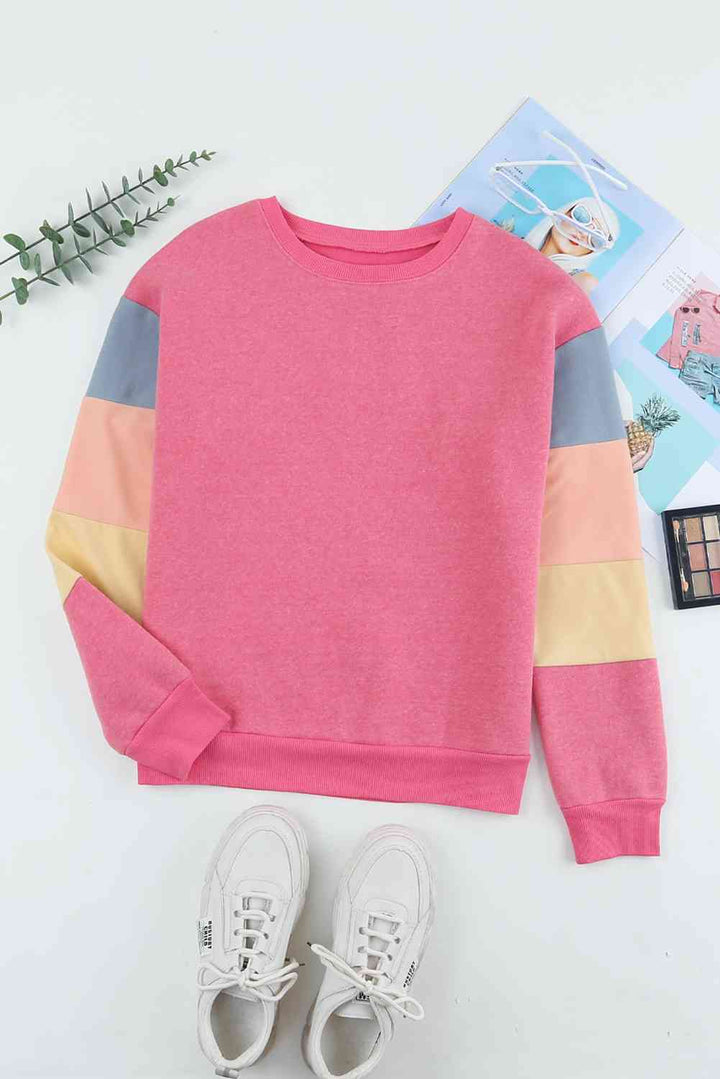 Color Block Ribbed Trim Sweatshirt |1mrk.com