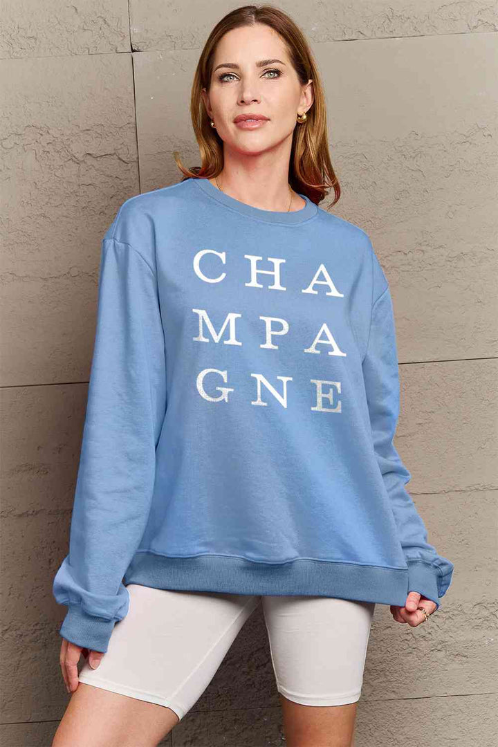 Simply Love Full Size CHAMPAGNE Graphic Long Sleeve Sweatshirt |1mrk.com