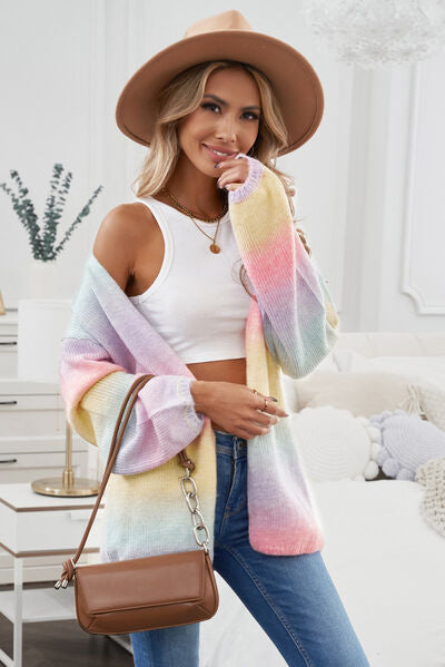 Contrast Balloon Sleeve Dropped Shoulder Cardigan |1mrk.com