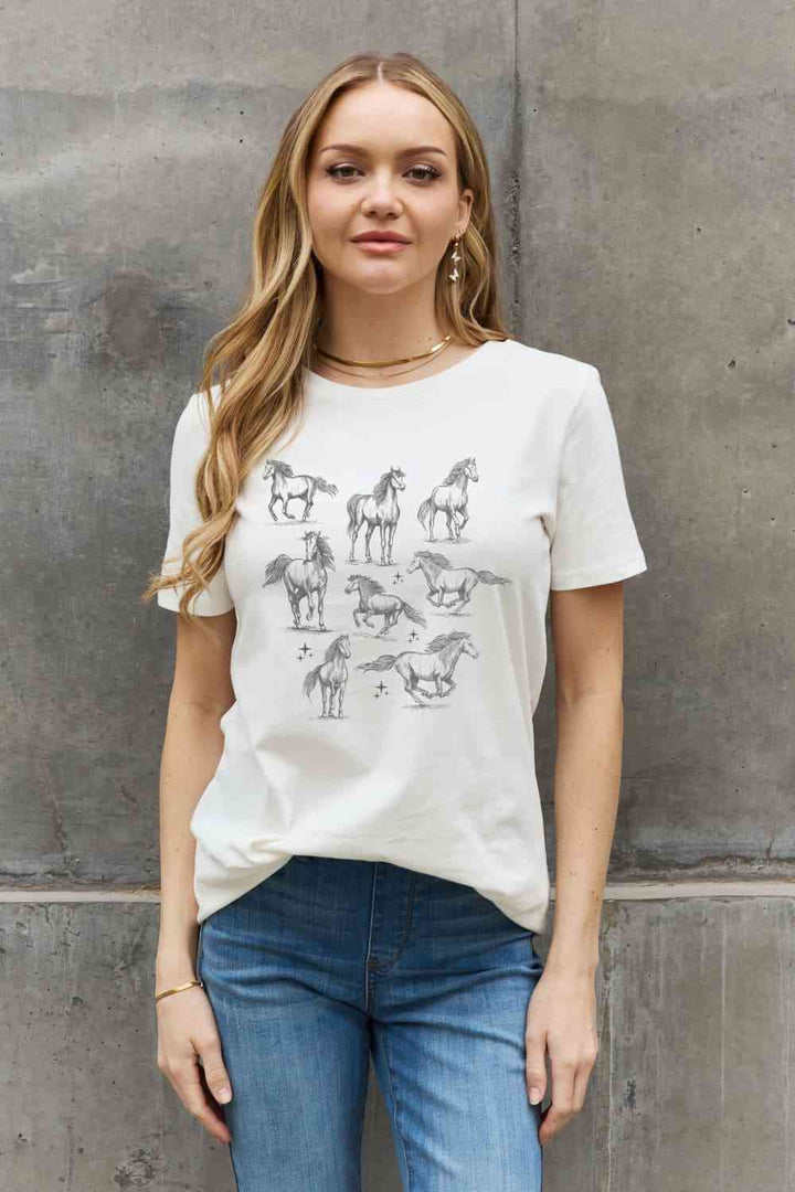 Simply Love Horse Graphic Cotton T-Shirt | 1mrk.com