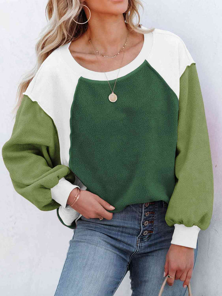 Color Block Exposed Seam Sweatshirt |1mrk.com