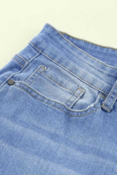 Button-Fly Distressed Raw Hem Flare Jeans | 1mrk.com