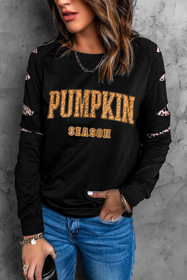 PUMPKIN SEASON Graphic  Leopard Sweatshirt |1mrk.com