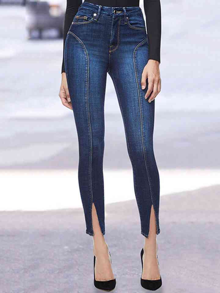 Full Size Buttoned Slit Jeans | 1mrk.com