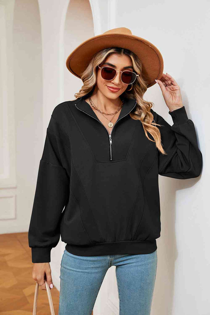 Half-Zip Dropped Shoulder Sweatshirt |1mrk.com