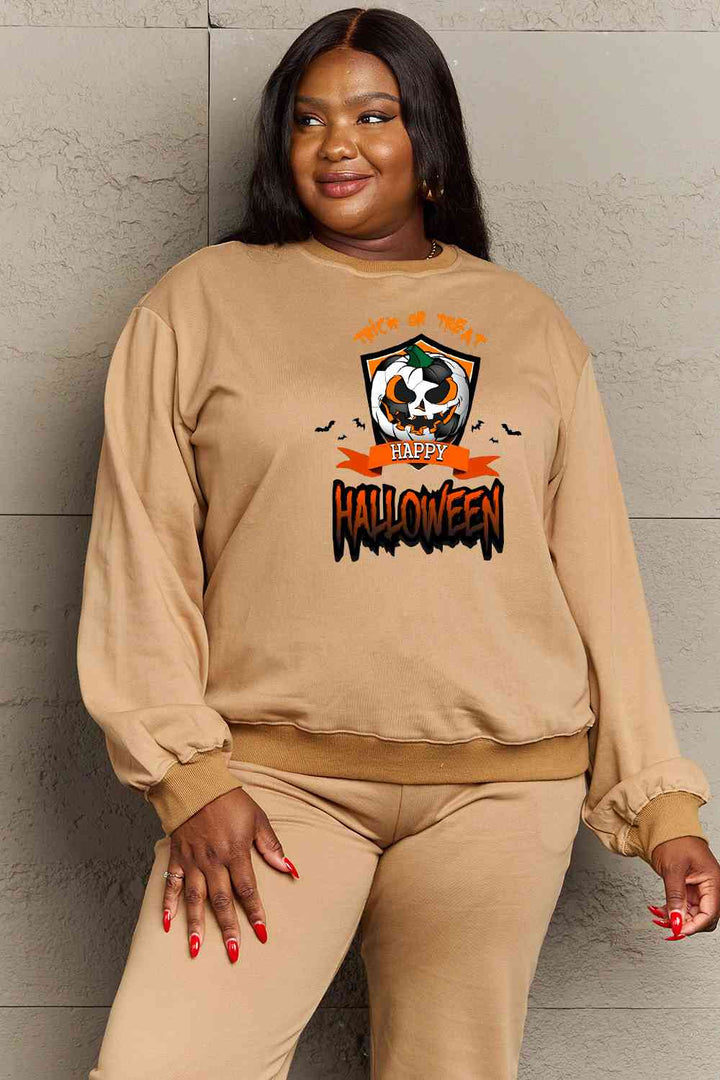 Simply Love Full Size TRICK OR TREAT HAPPY HALLOWEEN Graphic Sweatshirt |1mrk.com