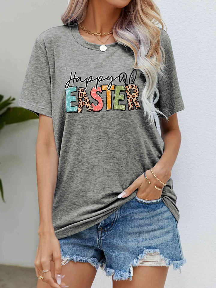 HAPPY EASTER Graphic Round Neck Tee Shirt | 1mrk.com