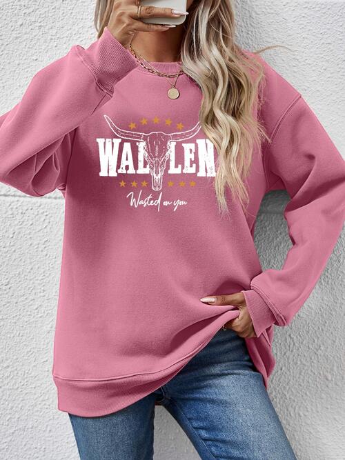 Graphic Round Neck Dropped Shoulder Sweatshirt |1mrk.com