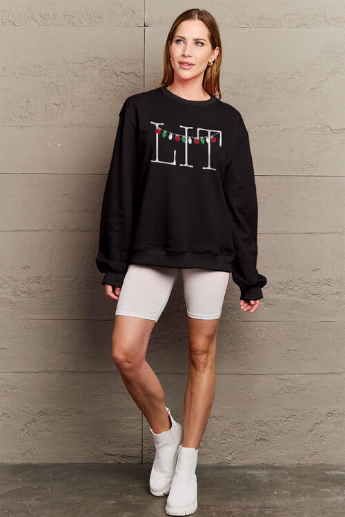 Simply Love Full Size LIT Long Sleeve Sweatshirt |1mrk.com