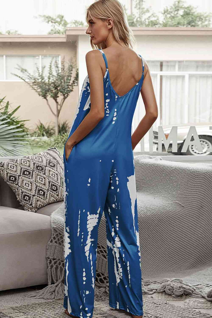 Tie-Dye Spaghetti Strap Jumpsuit with Pockets | 1mrk.com