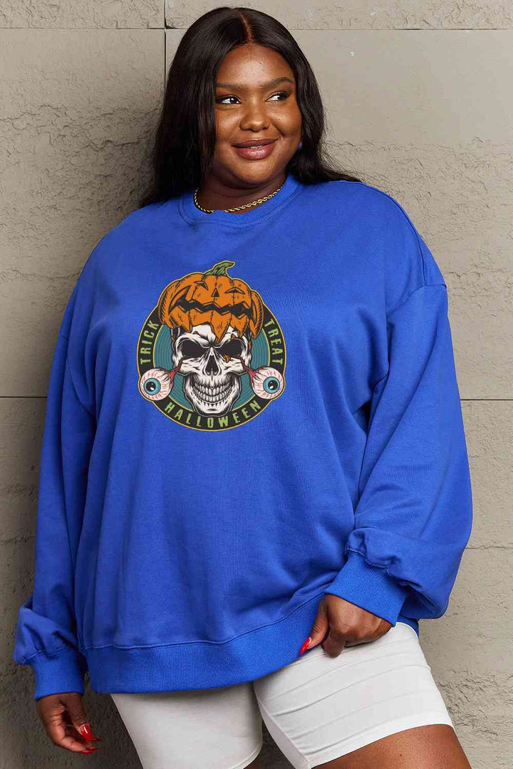 Simply Love Full Size Skull Graphic Sweatshirt |1mrk.com