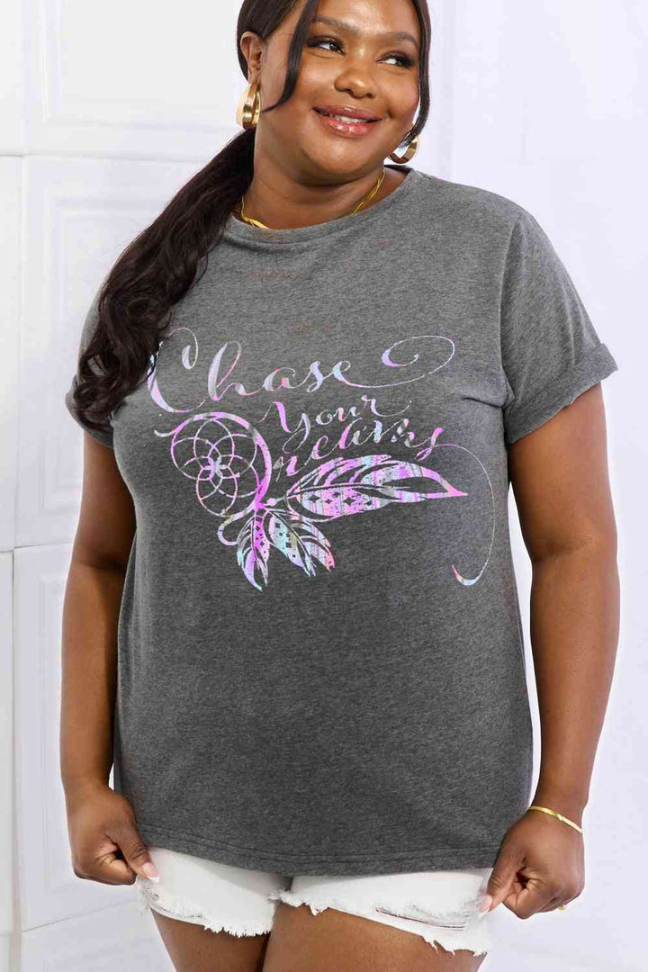 Simply Love Full Size CHASE YOUR DREAMS Graphic Cotton Tee | 1mrk.com