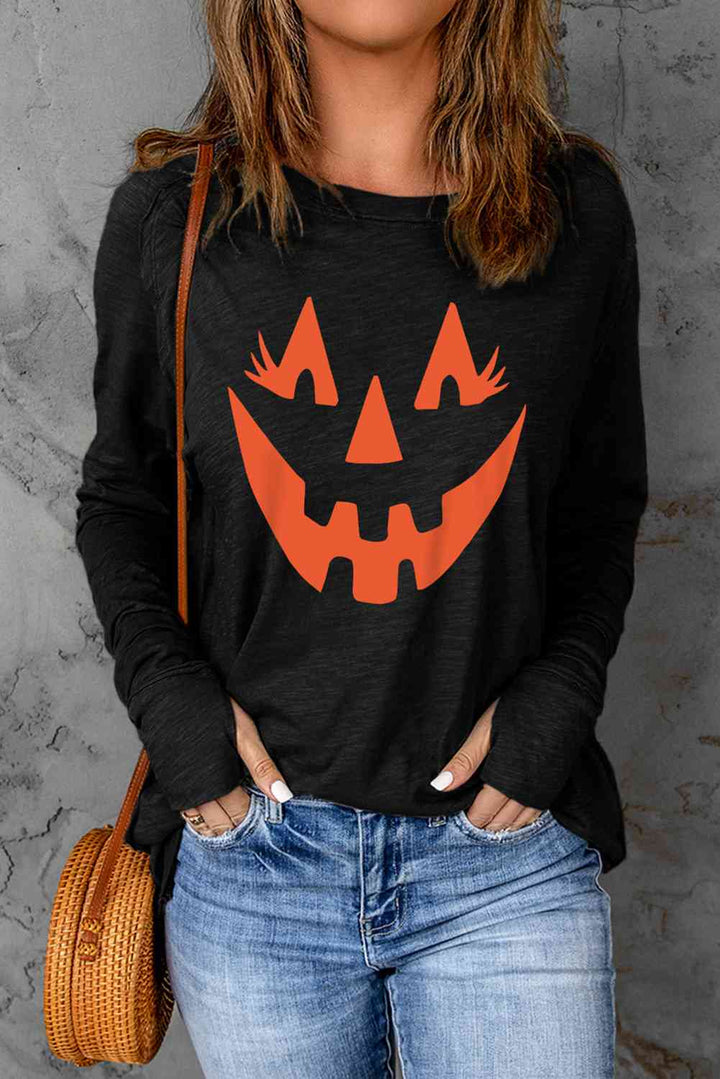 Halloween Pumpkin Face Graphic T-Shirt | 1mrk.com