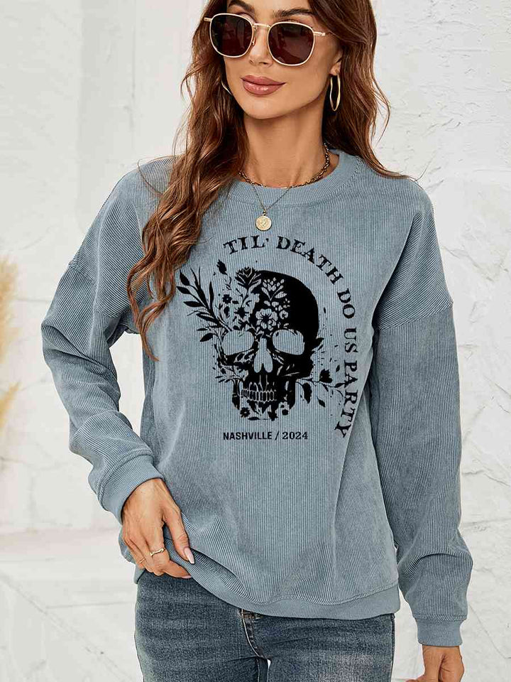 Skull Graphic Dropped Shoulder Sweatshirt |1mrk.com