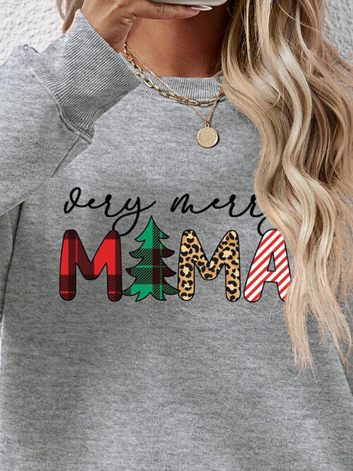 Letter Graphic Round Neck Long Sleeve Sweatshirt |1mrk.com