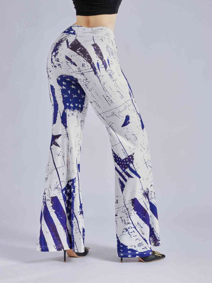 Printed Wide Waistband Flare Pants | 1mrk.com