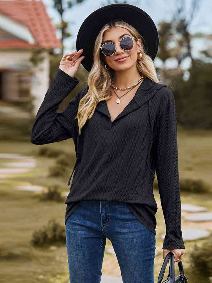 Cable-Knit Hooded Blouse |1mrk.com