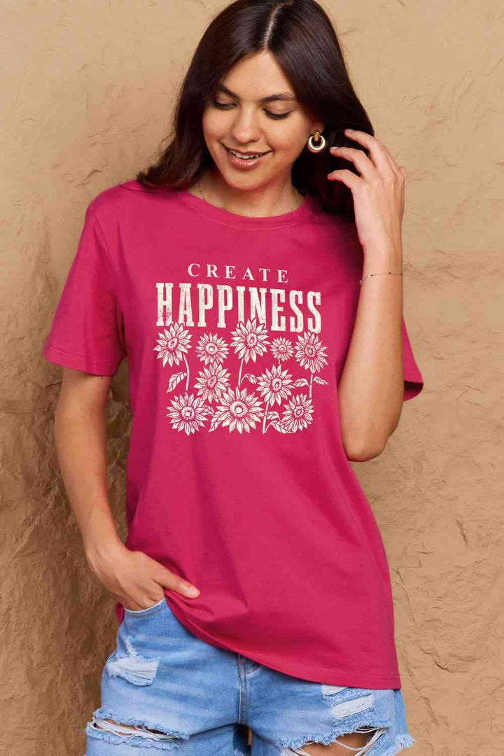 Simply Love Full Size CREATE HAPPINESS Graphic Cotton T-Shirt | 1mrk.com