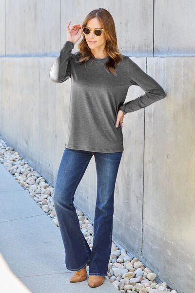 Basic Bae Full Size Round Neck Long Sleeve Top | 1mrk.com