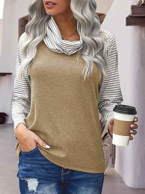 Striped Turtleneck Long Sleeve T-Shirt | 1mrk.com