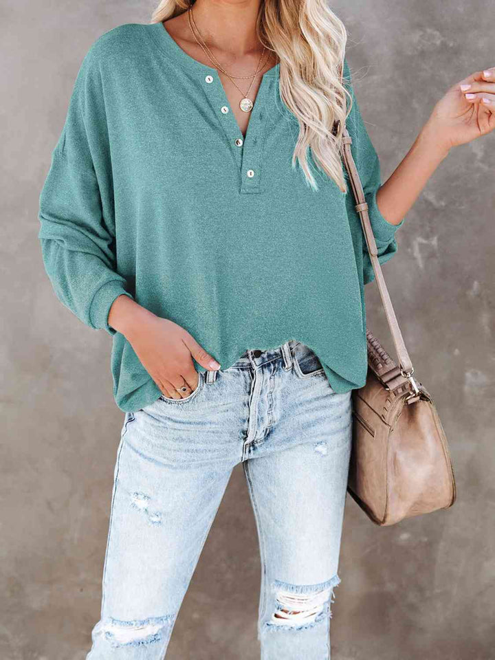 Buttoned Drop Shoulder Top | 1mrk.com