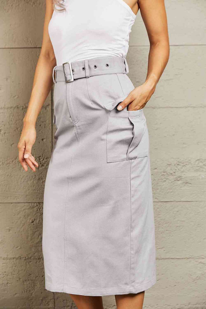 HYFVE Professional Poise Buckled Midi Skirt |1mrk.com