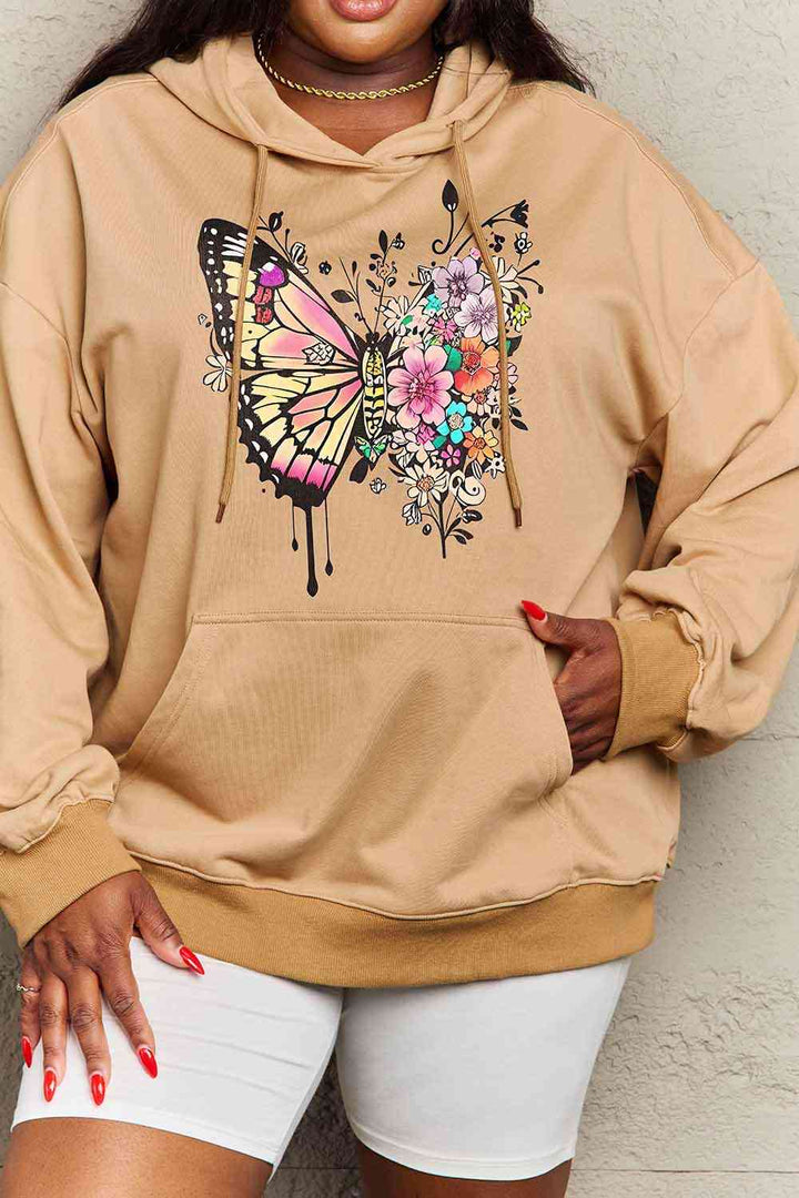 Simply Love Simply Love Full Size Butterfly Graphic Dropped Shoulder Hoodie | 1mrk.com