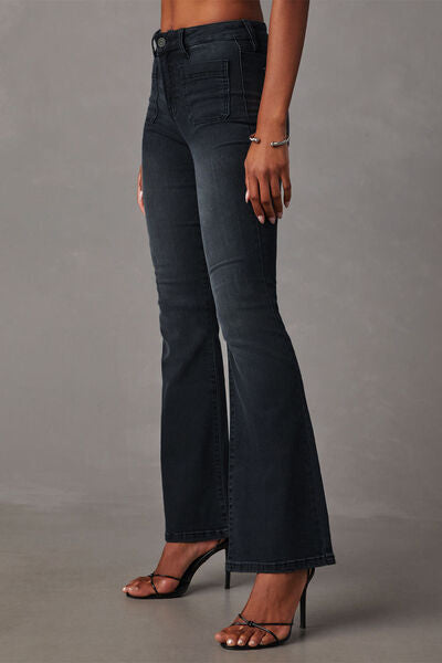 Buttoned Bootcut Jeans with Pockets |1mrk.com
