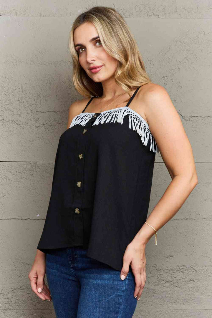 Ninexis It's About Time Lace Detail Loose Cami Top | 1mrk.com