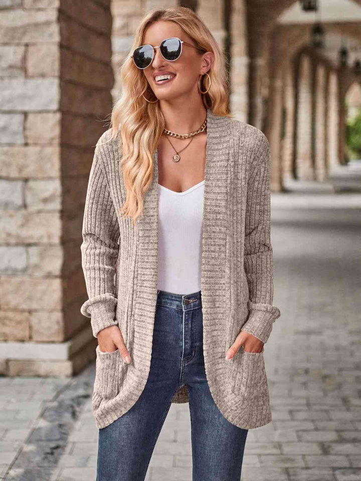 Open Front Cardigan with Pockets |1mrk.com