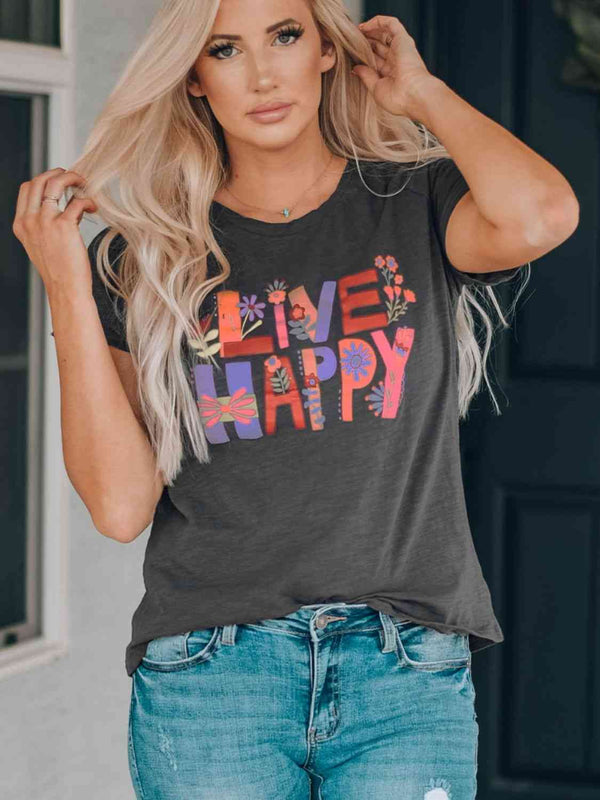 LIVE HAPPY Floral Graphic Tee | 1mrk.com