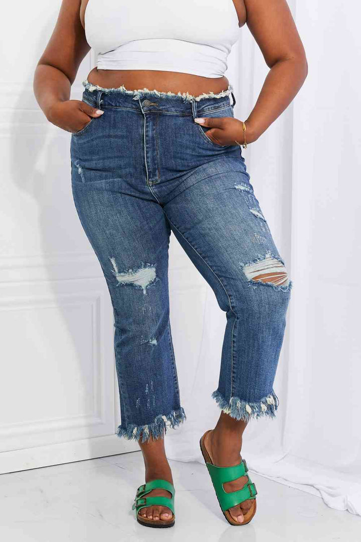 RISEN Full Size Undone Chic Straight Leg Jeans | 1mrk.com